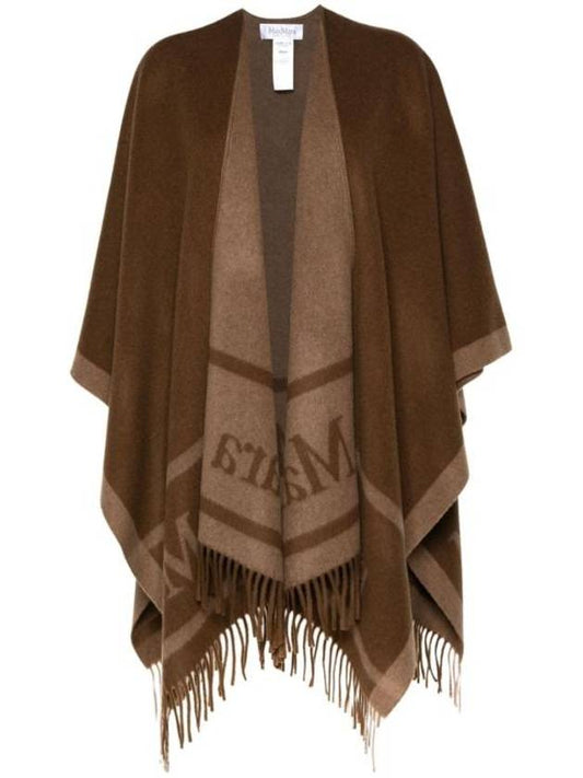 Hilde Logo Print Wool Cape Brown - MAX MARA - BALAAN 1