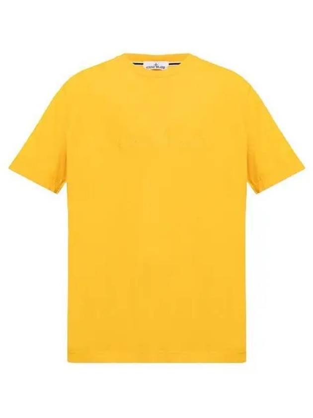 Men's Logo Short Sleeve T-Shirt Yellow - STONE ISLAND - BALAAN 2