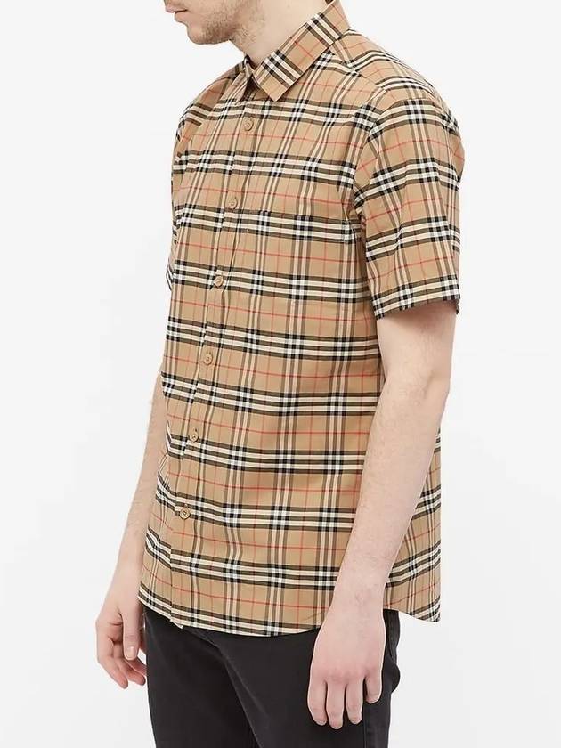 Small Scale Check Stretch Short Sleeve Shirt Archive Beige - BURBERRY - BALAAN 5