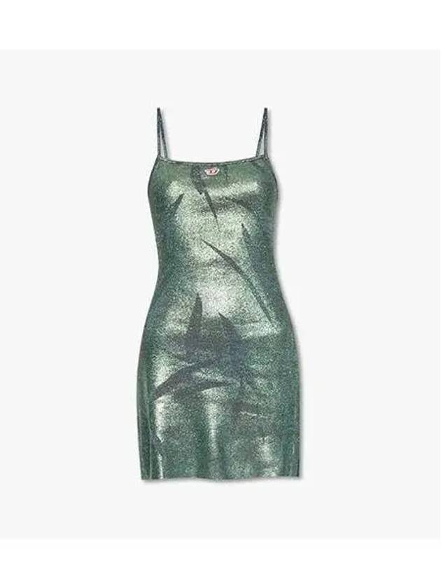 Women s Lurex Foil Print Mini Dress Green A103450TFAB - DIESEL - BALAAN 1