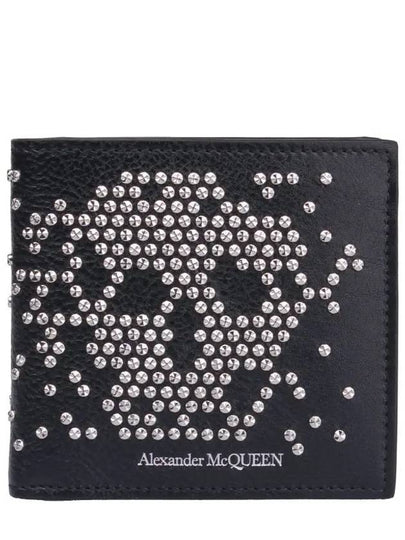 Studded Skull Bifold Half Wallet Black - ALEXANDER MCQUEEN - BALAAN 2