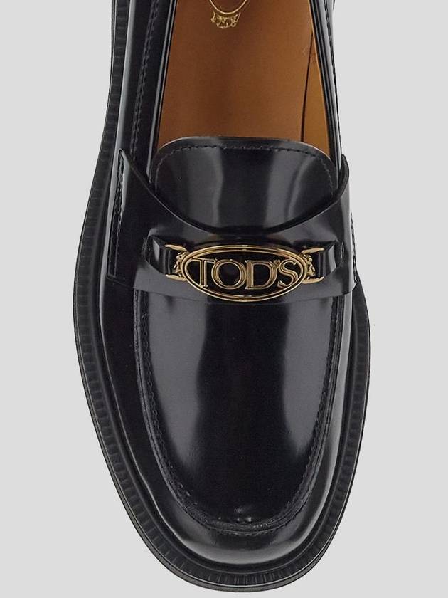 Metal Logo Leather Loafers Black - TOD'S - BALAAN 5