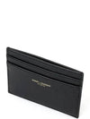 Embossed Logo Leather Card Wallet Black - SAINT LAURENT - BALAAN 5