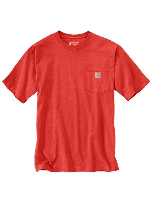 Pocket short sleeve t shirt fire red heather K87 R68 - CARHARTT - BALAAN 2