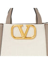 V Logo Signature Leather Tote Bag Grey - VALENTINO - BALAAN 9