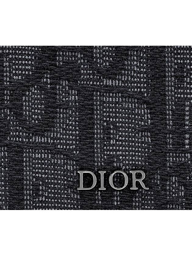 Oblique Jacquard Grain Leather Card Wallet Black - DIOR - BALAAN 4