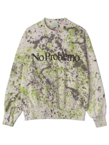 Aries No Problem Spray Dye Sweatshirt Black Green T Shirt - ARIES - BALAAN 1