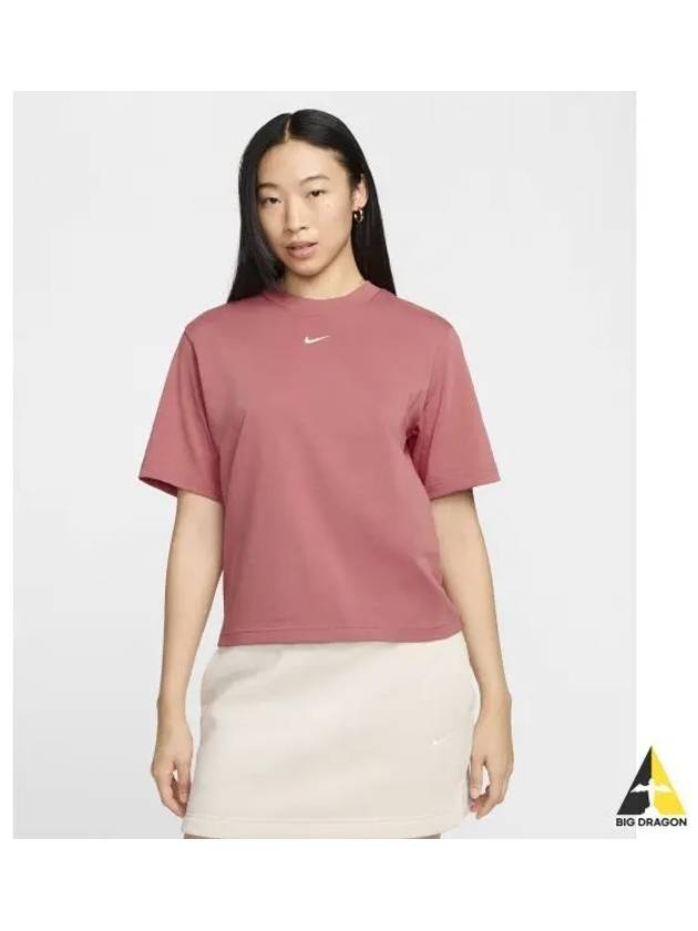 Sportswear Essential Boxy T Shirt W Canyon Pink White DD1238 634 - NIKE - BALAAN 1