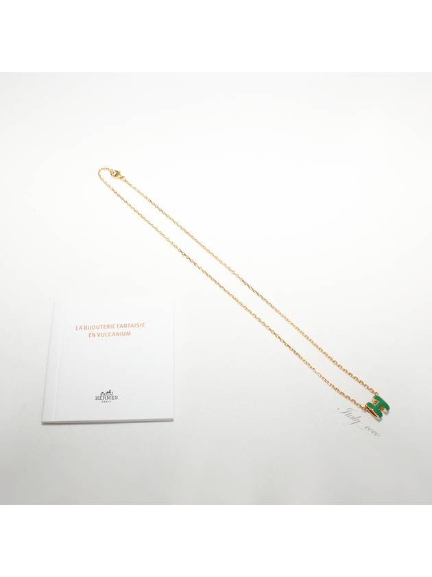 Mini Pop H Pendant Necklace Gold Malachite - HERMES - BALAAN 9