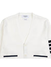 V-Neck Diagonal Armband Cardigan White - THOM BROWNE - BALAAN 4