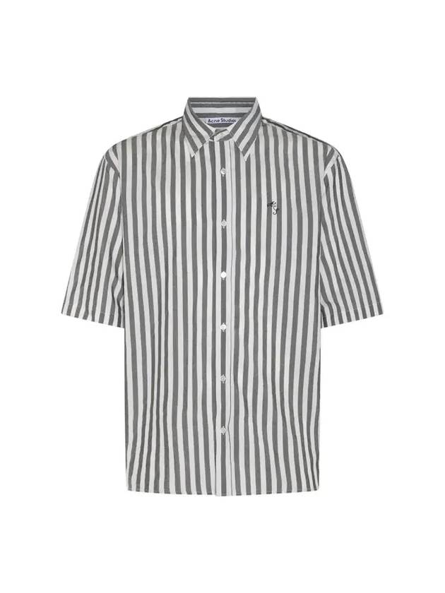 Stripe Button Up Short Sleeve Shirt White Black - ACNE STUDIOS - BALAAN 1