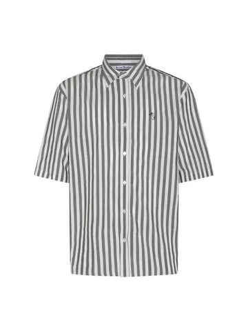 Stripe Button Up Short Sleeve Shirt White Black - ACNE STUDIOS - BALAAN 1