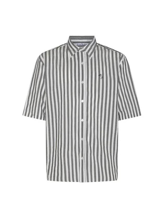 Stripe Button Up Short Sleeve Shirt White Black - ACNE STUDIOS - BALAAN 1