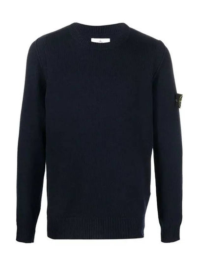 Wappen Patch Crew Neck Wool Knit Top Navy - STONE ISLAND - BALAAN 2