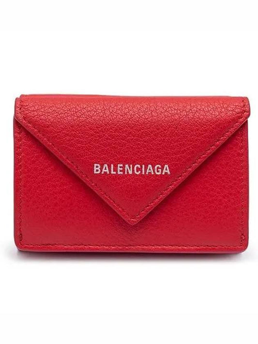 Mini Papier Snap Half Wallet Red - BALENCIAGA - BALAAN.