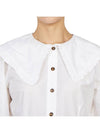 Ruffle Wide Poplin Blouse White - GANNI - BALAAN 7