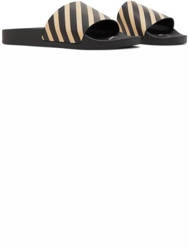 Diag Stripe Print Slippers Black Beige - OFF WHITE - BALAAN 2