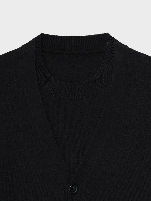 Cashmere Layered Mock Neck Cardigan Knit Top Black - NOIRER - BALAAN 7