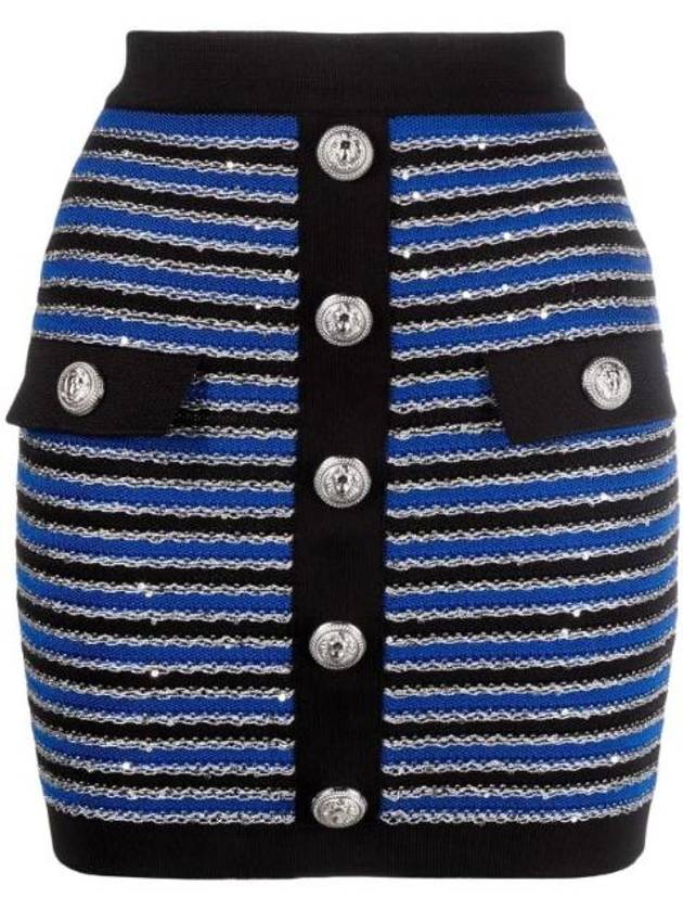 Striped Button Skirt AF1LB290KD73 - BALMAIN - BALAAN 1