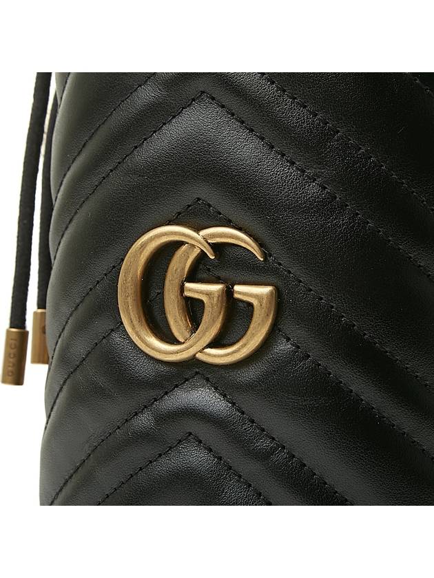 GG Marmont Gold Chain Mini Bucket Bag Black - GUCCI - BALAAN 7