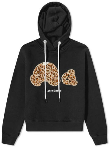 Leopard Bear Hooded Top Black - PALM ANGELS - BALAAN 1