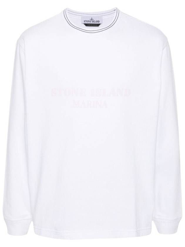 Logo Print Cotton Sweatshirt White - STONE ISLAND - BALAAN 2