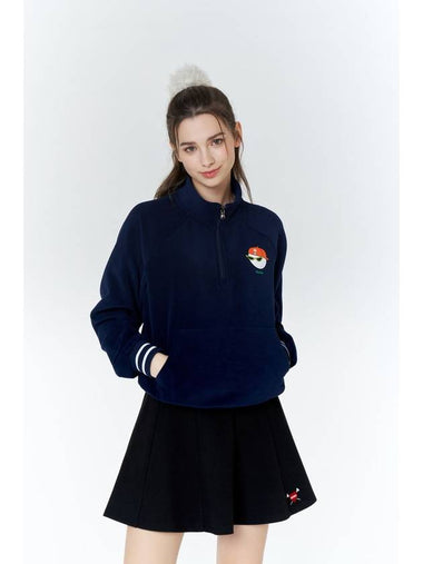 Give Me Buddy Double Fleece Half Zip Up Navy - GOXO - BALAAN 1