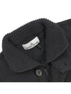 Wappen High Neck Button Up Wool Cardigan Black - STONE ISLAND - BALAAN 7