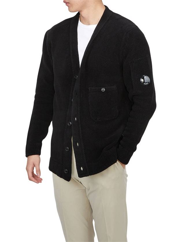 Cotton Chenille Buttoned Cardigan Black - CP COMPANY - BALAAN 5