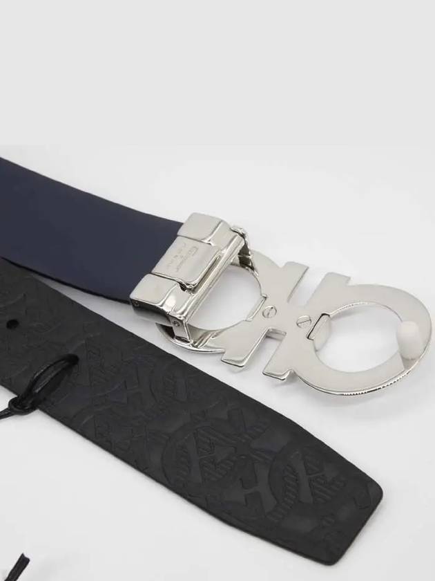 Gancini Buckle Reversible Leather Belt Navy Black - SALVATORE FERRAGAMO - BALAAN 6