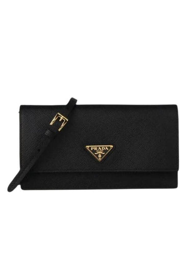 Triangle Logo Leather Mini Bag Black - PRADA - BALAAN 1