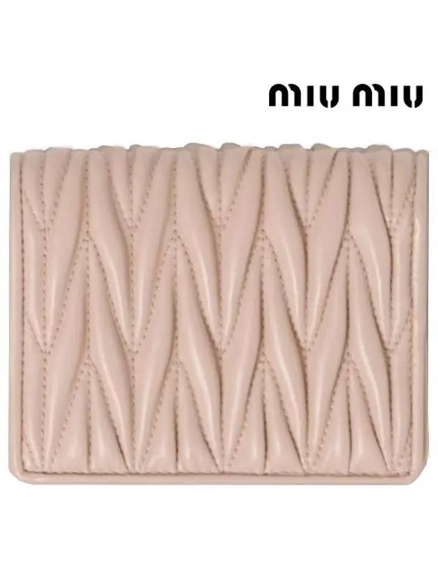 Matelasse Leather Half Wallet Light Pink - MIU MIU - BALAAN 4