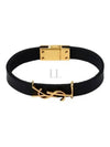 Monogram Logo Leather Bracelet Black - SAINT LAURENT - BALAAN 2