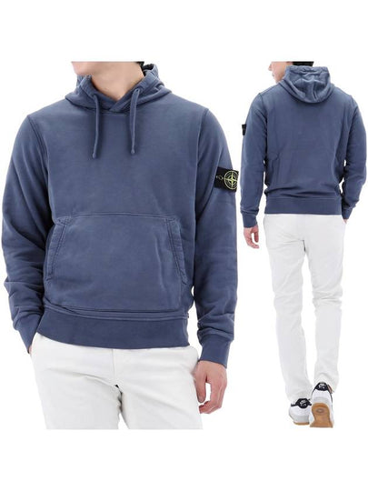 Logo Patch Cotton Fleece Hoodie Blue - STONE ISLAND - BALAAN 2