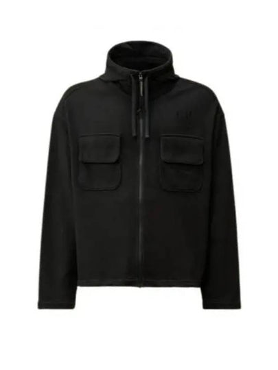 Brushed Emerized Diagonal Fleece Zip Up Hoodie Black - CP COMPANY - BALAAN 2