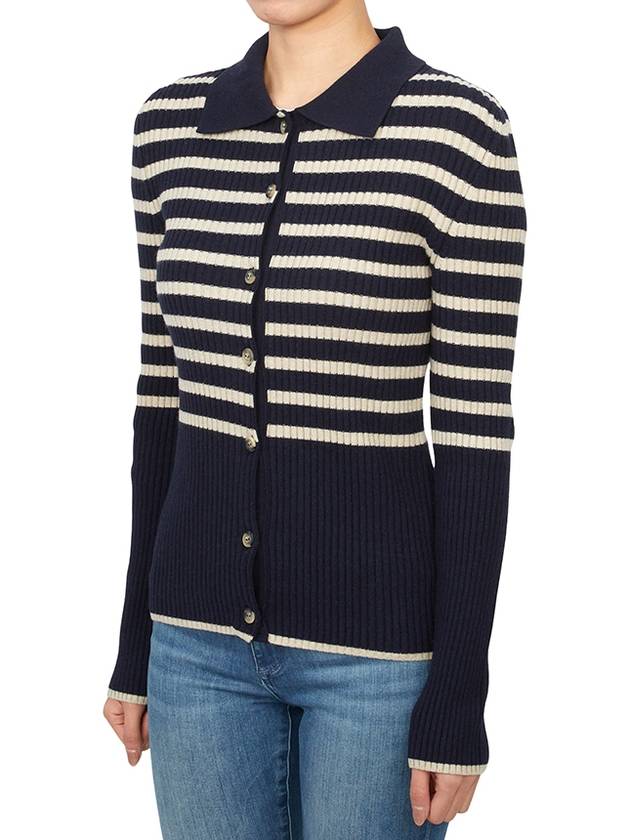 Striped Collar Cardigan Dark Navy - A.P.C. - BALAAN 4