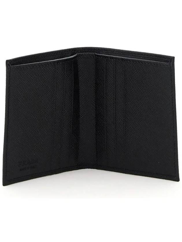 Triangular Logo Saffiano Half Wallet Black - PRADA - BALAAN 5