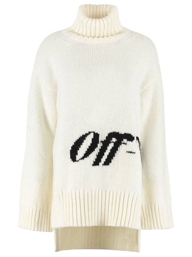 wool logo turtleneck white - OFF WHITE - BALAAN.