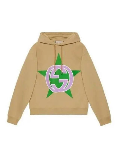 Interlocking G Star Hoodie Beige 646953 XJD7V - GUCCI - BALAAN 1