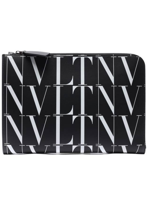 Men's VLTN Clutch Bag Black - VALENTINO - BALAAN 3