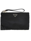 Saffiano Leather Strap Nylon Clutch Bag Black - PRADA - BALAAN 2