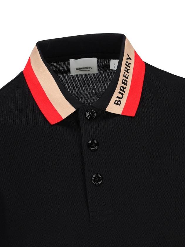 Logo Stripe Short Sleeve Polo Shirt Black - BURBERRY - BALAAN 4