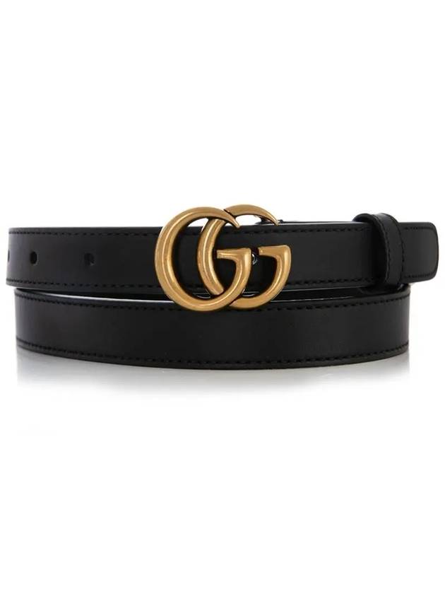 GG Marmont Double Buckle Thin Belt Black - GUCCI - BALAAN 3