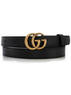 GG Marmont Double Buckle Thin Belt Black - GUCCI - BALAAN 2