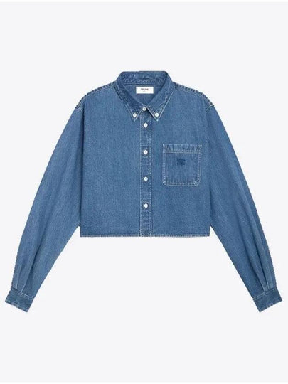 Union Ocean Wash Denim Crop Shirt Blue - CELINE - BALAAN 2