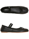 Women's Logo Leather Ballerinas Black - MIU MIU - BALAAN 2