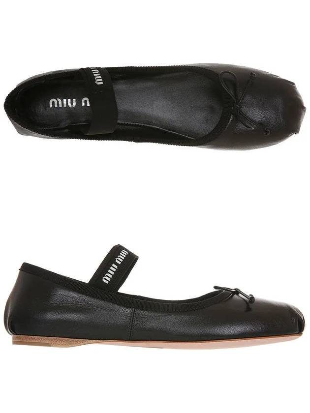 Women's Logo Leather Ballerinas Black - MIU MIU - BALAAN 3