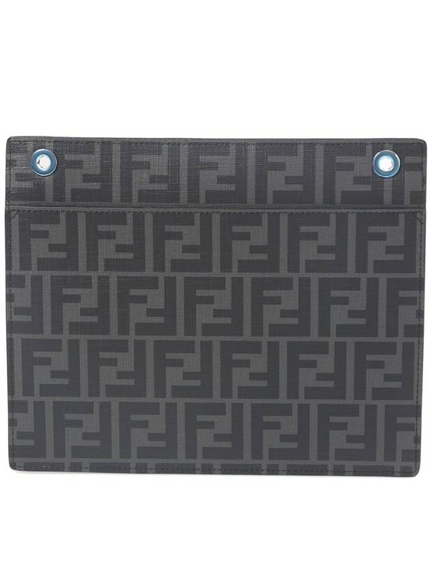 Logo Embossed Zipper Pocket Clutch Bag Black - FENDI - BALAAN 4