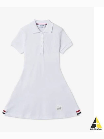 Women's Logo Patch Tennis Flare Short Dress White - THOM BROWNE - BALAAN 2