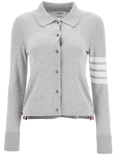 light grey cotton shirt with 4 stripes - THOM BROWNE - BALAAN 1